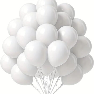 White Metallic Balloons For Decoration (50,White)