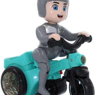 360° Rotating Bump &Go Toy Ride-On Cycle with Flashing Lights & Music
