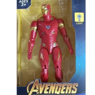 Superhero Action Figure(IRON MAN) Toy with Light – Red Armored Hero Figure for Kids, 3+ Years