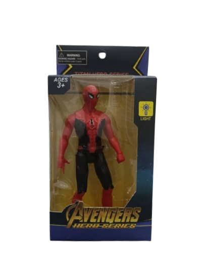 Superhero Action Figure(SPIDERMAN) Toy with Light – Red & Black Hero Figure for Kids, 3+ Years - Image 3