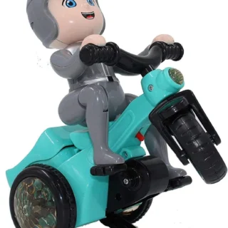 360° Rotating Bump &Go Toy Ride-On Cycle with Flashing Lights & Music